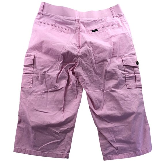 Lee Women Cargo Capri Pants Size 8 Medium Widde Leg Outdoors Casual Pink Classic - Picture 2 of 12
